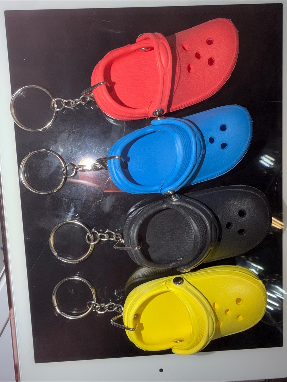 Mini Clog Keychain Set - Red, Blue, Black, Yellow